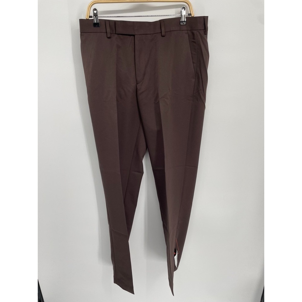 Asos Design Pants Men's 36x34 Brown Flat Front Straight Leg Trousers Classic NWT